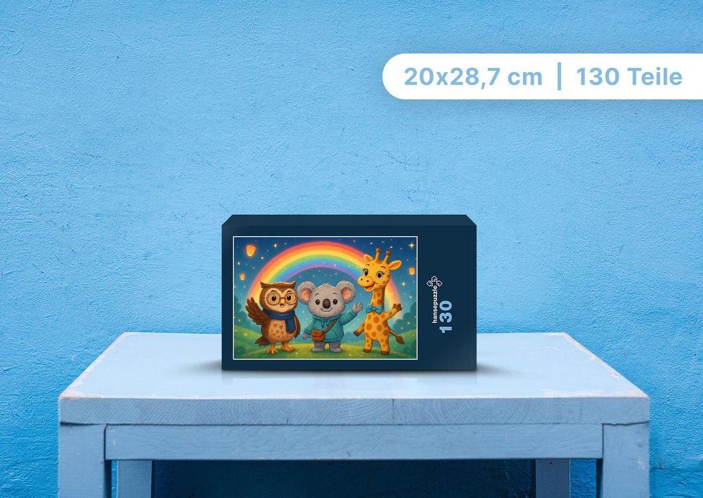 hansepuzzle 111018 - Ollie, Kiki und Nala Puzzle, 130 Teile, Kinder, 28,7 x 20,0cm mit hochwertiger Aufbewahrung, Kartonbox & Beutel