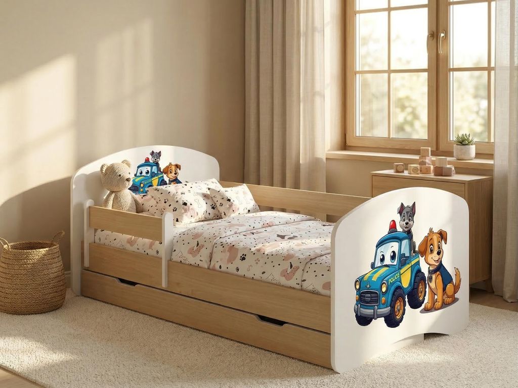 Lit pour tout-petits 140 x 70 cm avec rangement | Lit Image du produit 