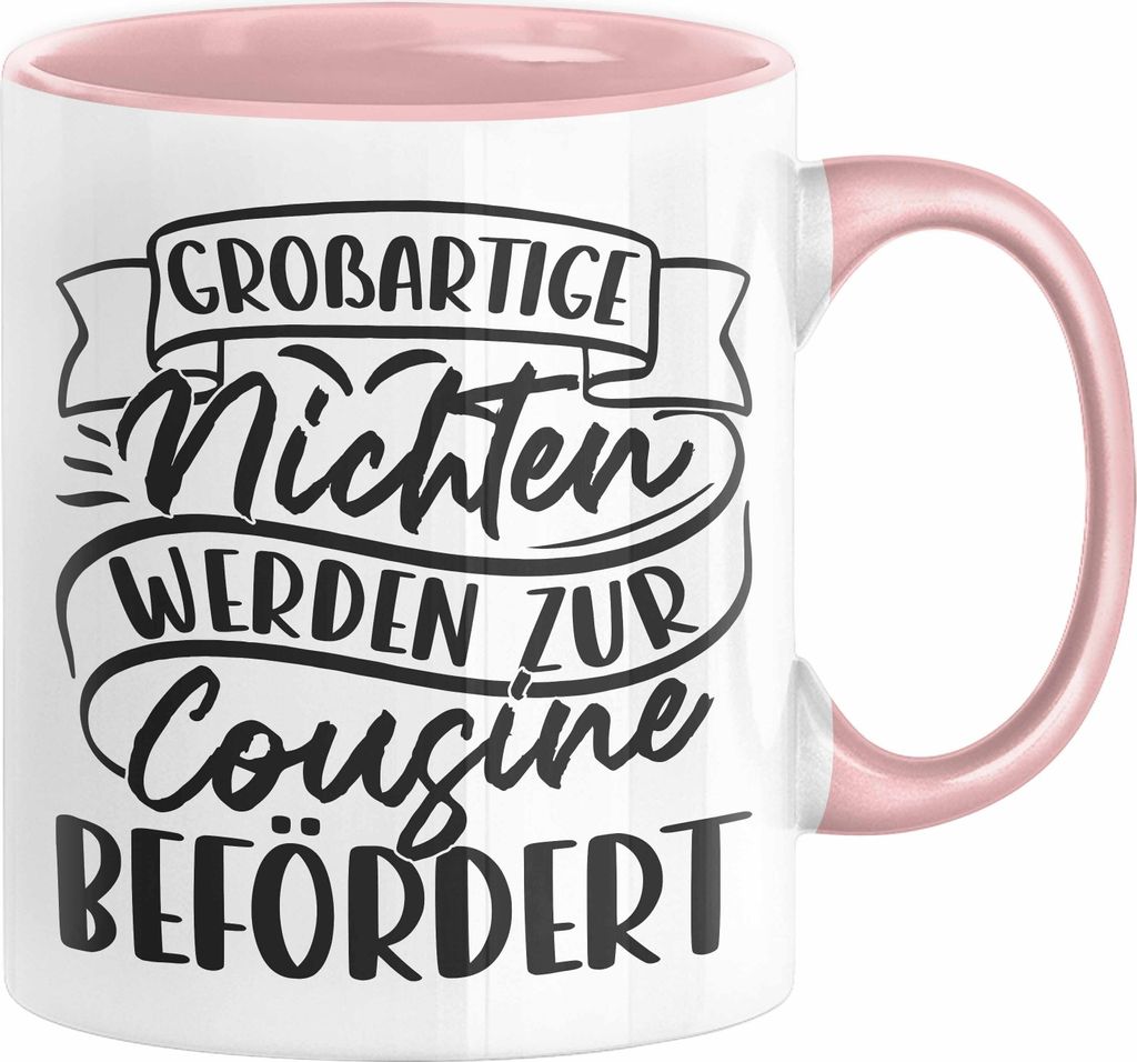 Cousine Tasse Geschenk Großartige Nichten Werden Zur Cousine Befördert (Rosa)