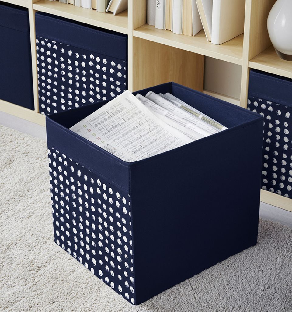 4x Dröna Ikea Fach dunkelblau/weiß Box für Regal Kallax