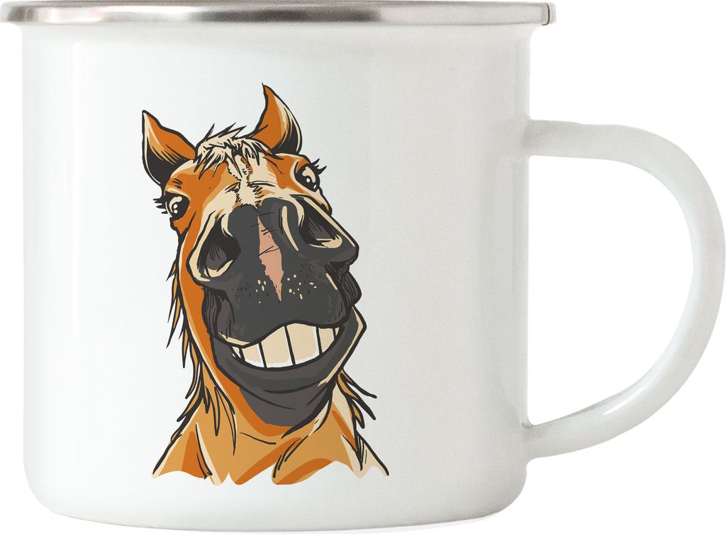 Pferd Emaille Tasse Hengst Stute Pferdekopf Reiten Hobbie Tier Pferdeflüsterer Ausritt Pferdeliebhaber Reiter Reiterin