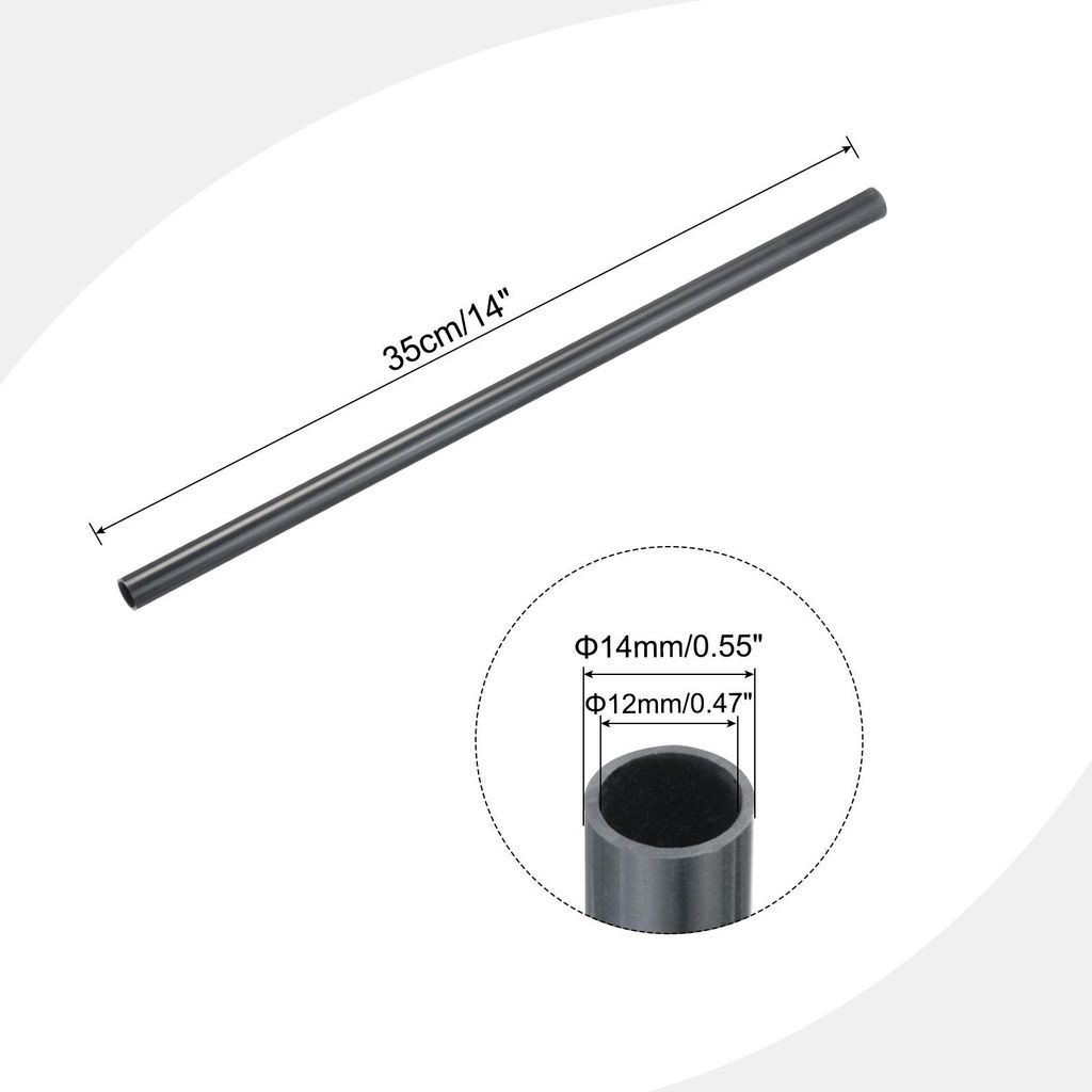 PVC Rohr, Durchmesser 12mm L?nge 0.35m Rund Kunststoffrohr fš¹r Garten, Aquarium, Wasserleitung, Kabelkanal, lš¹ftungsrohr (Dunkelgrau)
