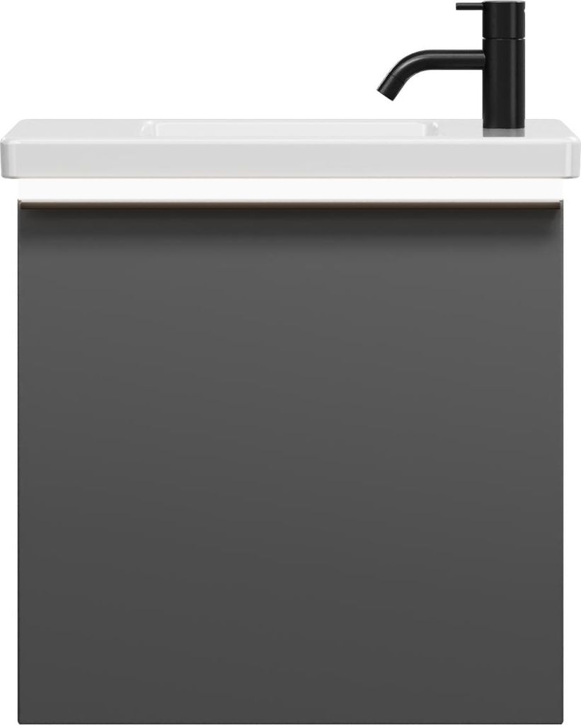burgbad Eqio Keramik-Waschtisch inklusive Waschtischunterschrank mit LED-Beleuchtung, 530x315x540mm, SFPQ053F6584C0001G0252