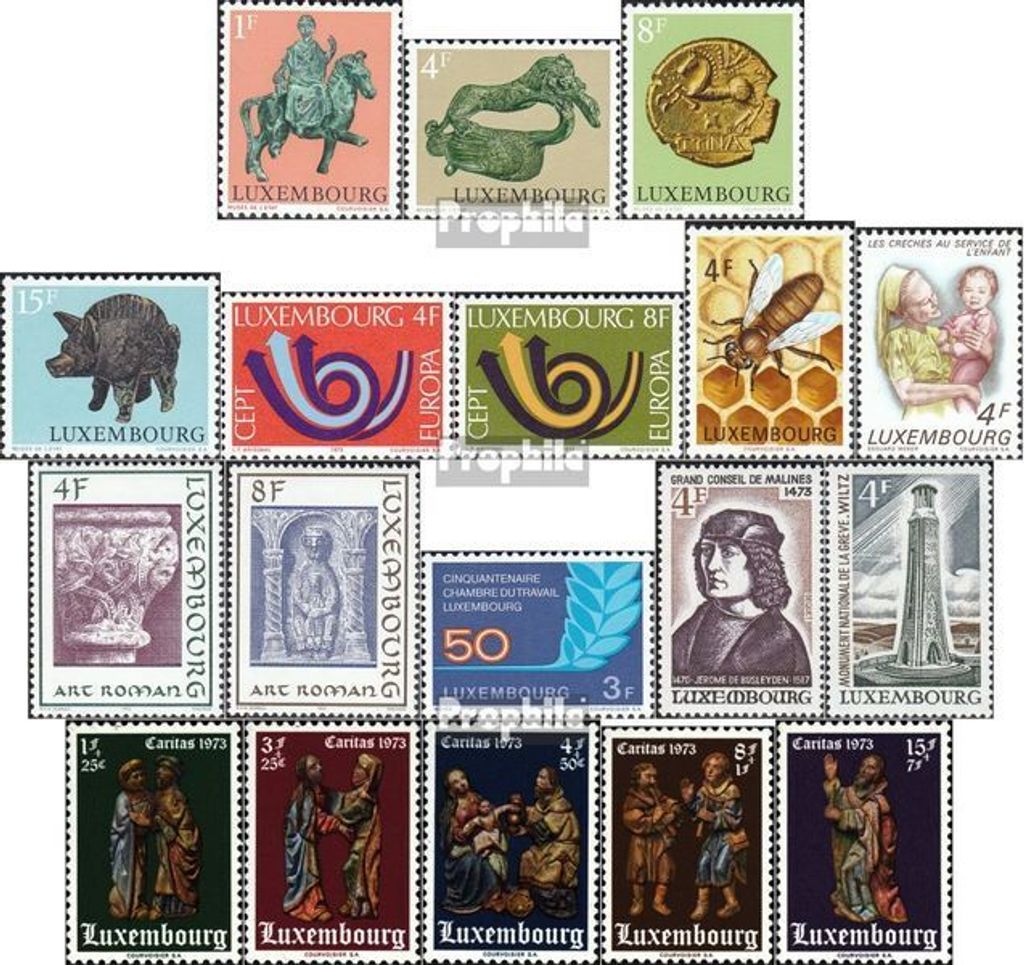 Briefmarken Luxemburg 1973 Mi 858-875 (kompl.Ausg.) Jahrgang 1973 komplett postfrisch Tierdarstellungen