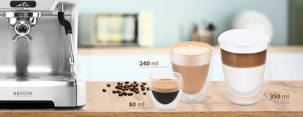 Set 2 Tazzine Caffe Vetro 80ml ETA - Doppia Parete Antiscotto