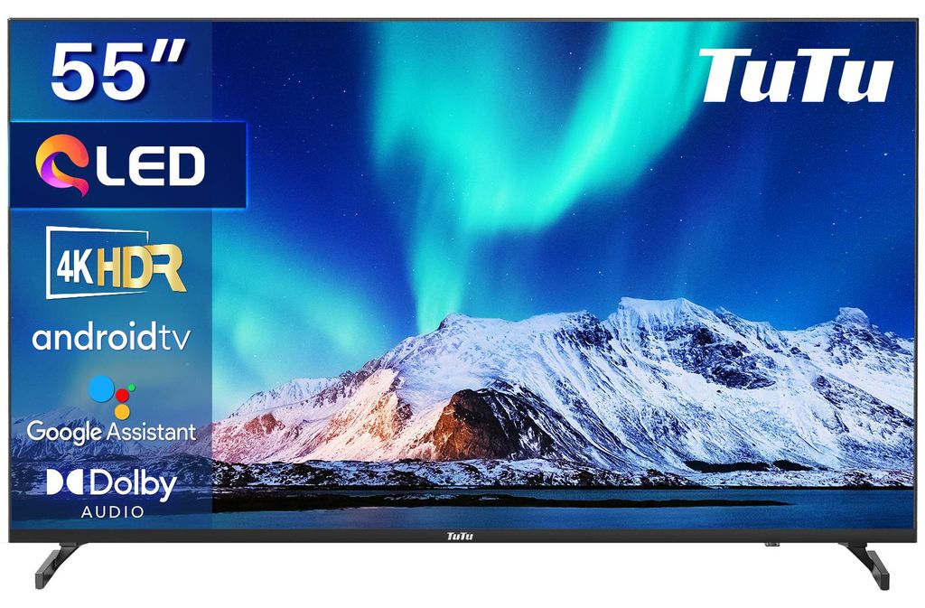 TuTu Android Smart TV - QLED 4K Ultra HD - 55 Zoll/140 cm - Sprachsteuerung & Streaming-Apps - HDMI x3, USB x2, CI+ - Tripple Tuner DVB-T/T2/S/S2/C...