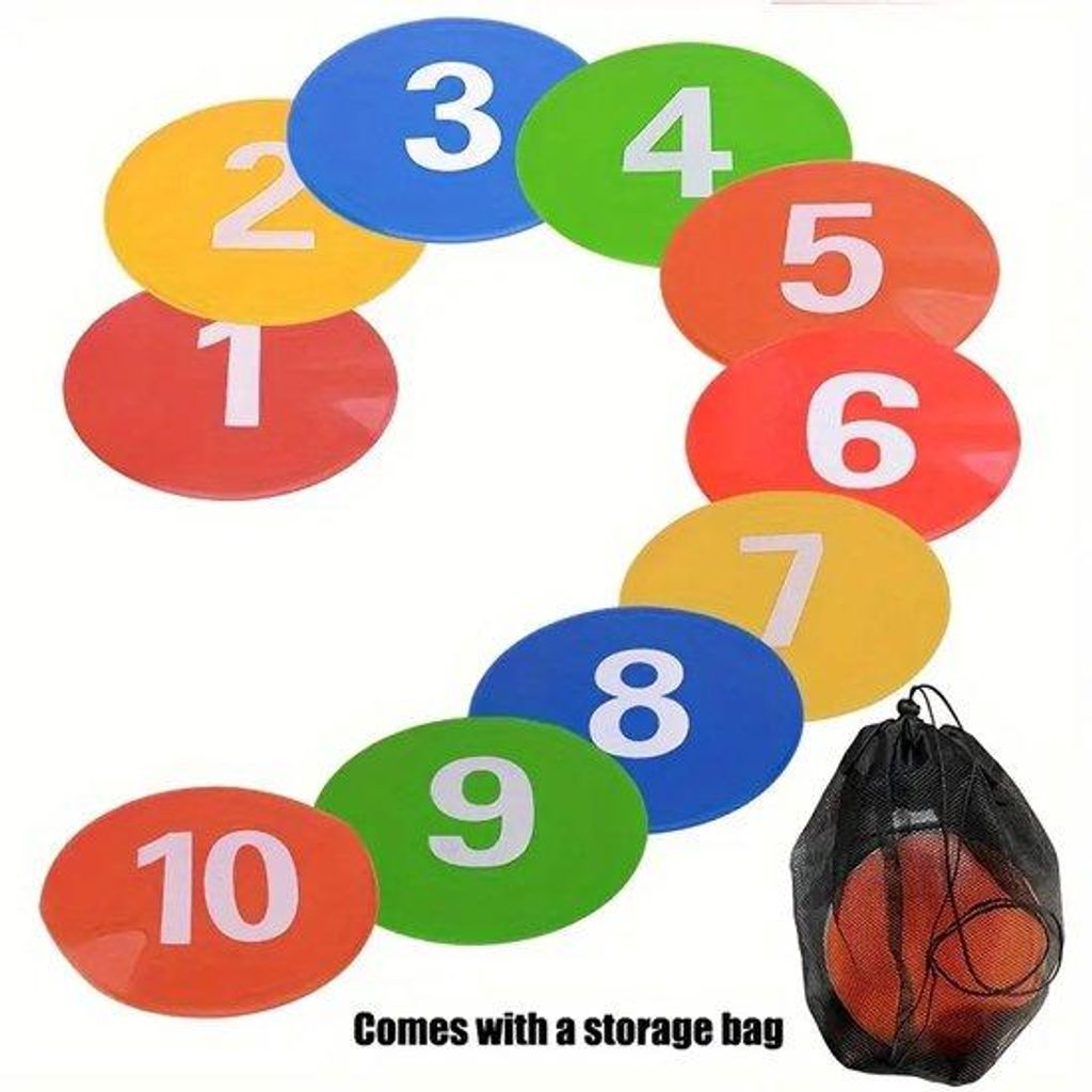 Farbige antislip-Trickkugel-Satz mit nummerierten Kugeln, 23 cm flache Kugeln mit Aufbewahrungsbeutel - ideal für Basketball, Fußball und Trainin...