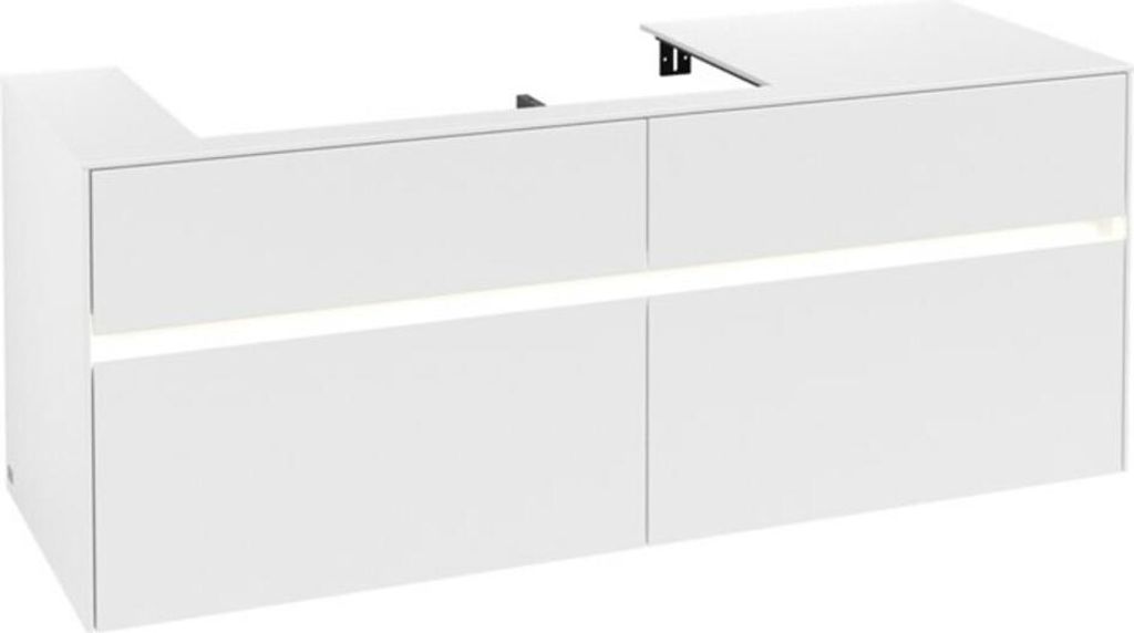 V&B Waschtischunterschrank Collaro 140x54,8x50cm, WT l, LED 10W, wh. ma