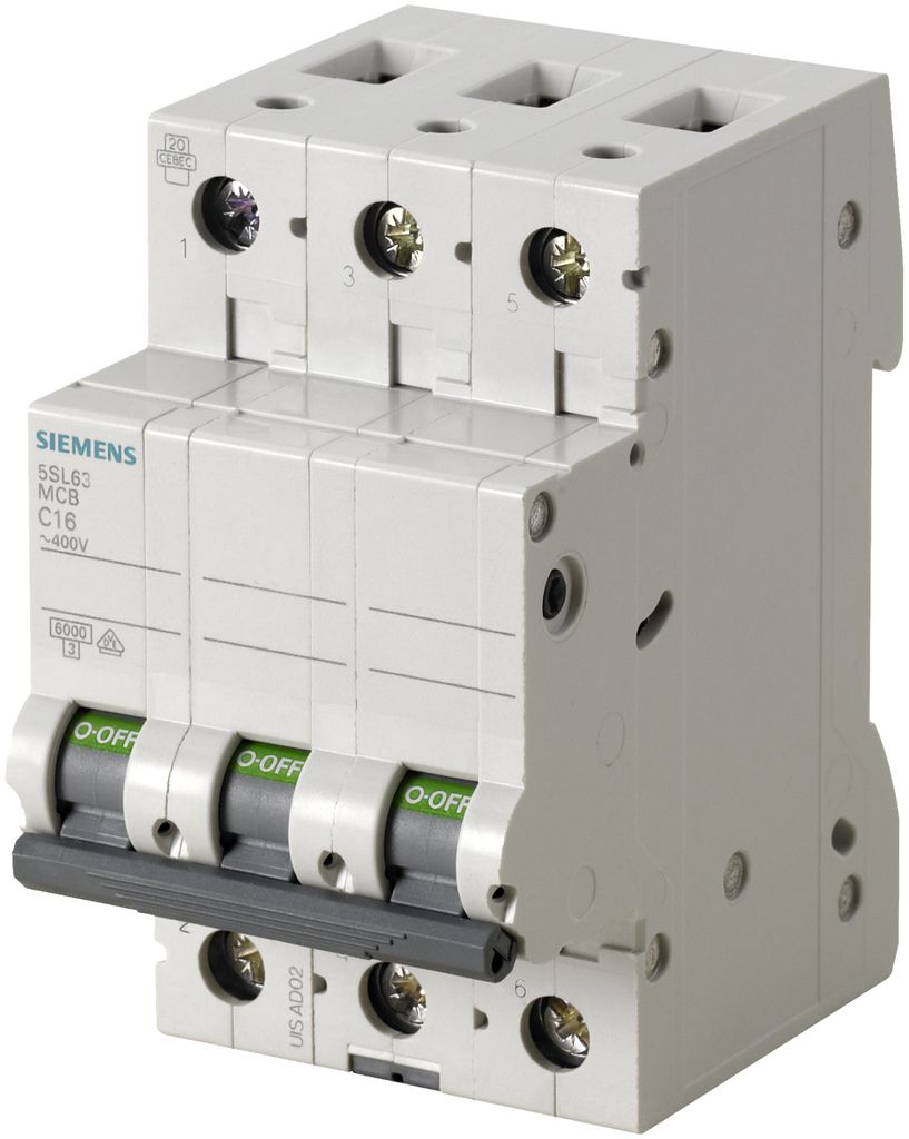 Interruttore magnetotermico Siemens, 400 V, 6 kA, 3 poli, Immagine del prodotto 