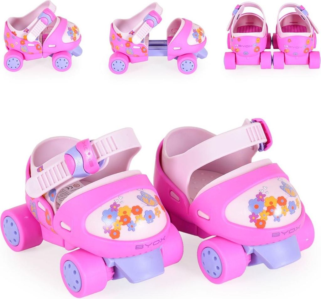 Byox Rollschuhe Scooper Skates Bremse vier Räder Kunststoffrollen ab 3 Jahren rosa