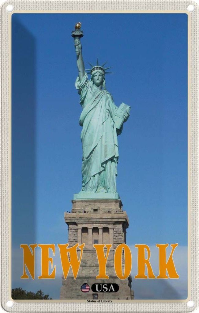 vianmo Blechschild 18x12 cm New York Statue of Liberty Freiheitsstatue Bildmotiv Reisemotiv Abenteuer Reisen