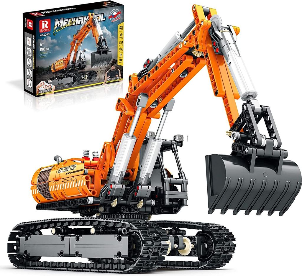 Spielzeug Reobrix 22003 Technic Ferngesteuert Bagger MOC Klemmbausteine 1106PCS Baukästen Geschenk Modell Kinder