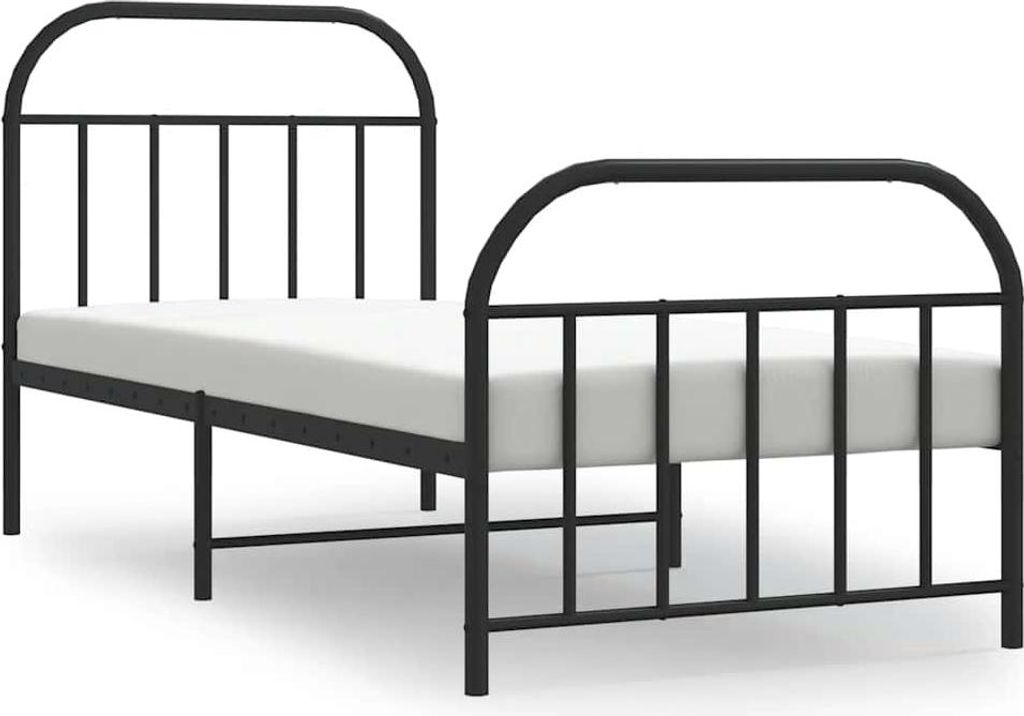 vidaXL Detská posteľ s čelom a nohami kovová čierna 90x190 Obrázok produktu 