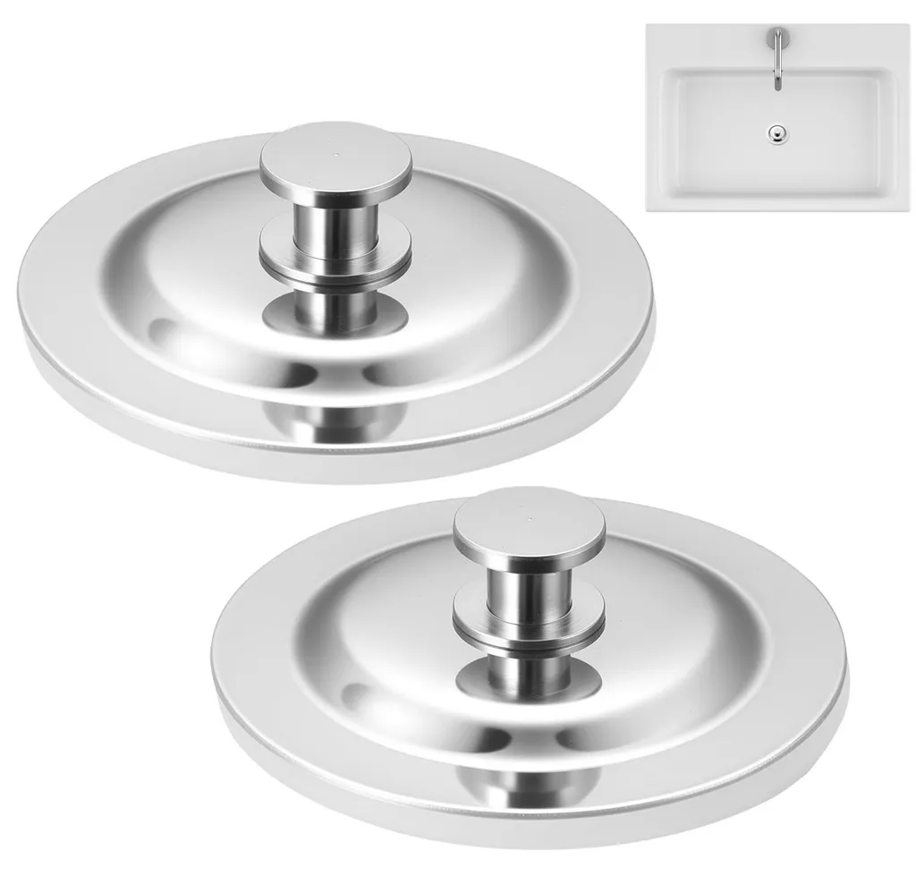 Lot de 2 bouchons de vidange en acier inoxydable pour évier 40-45 mm