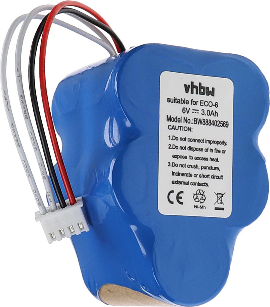 vhbw Akku kompatibel mit Hoover RVC0010, RVC0011, RVC0011-001 Staubsauger (3000 mAh, 6 V, NiMH)
