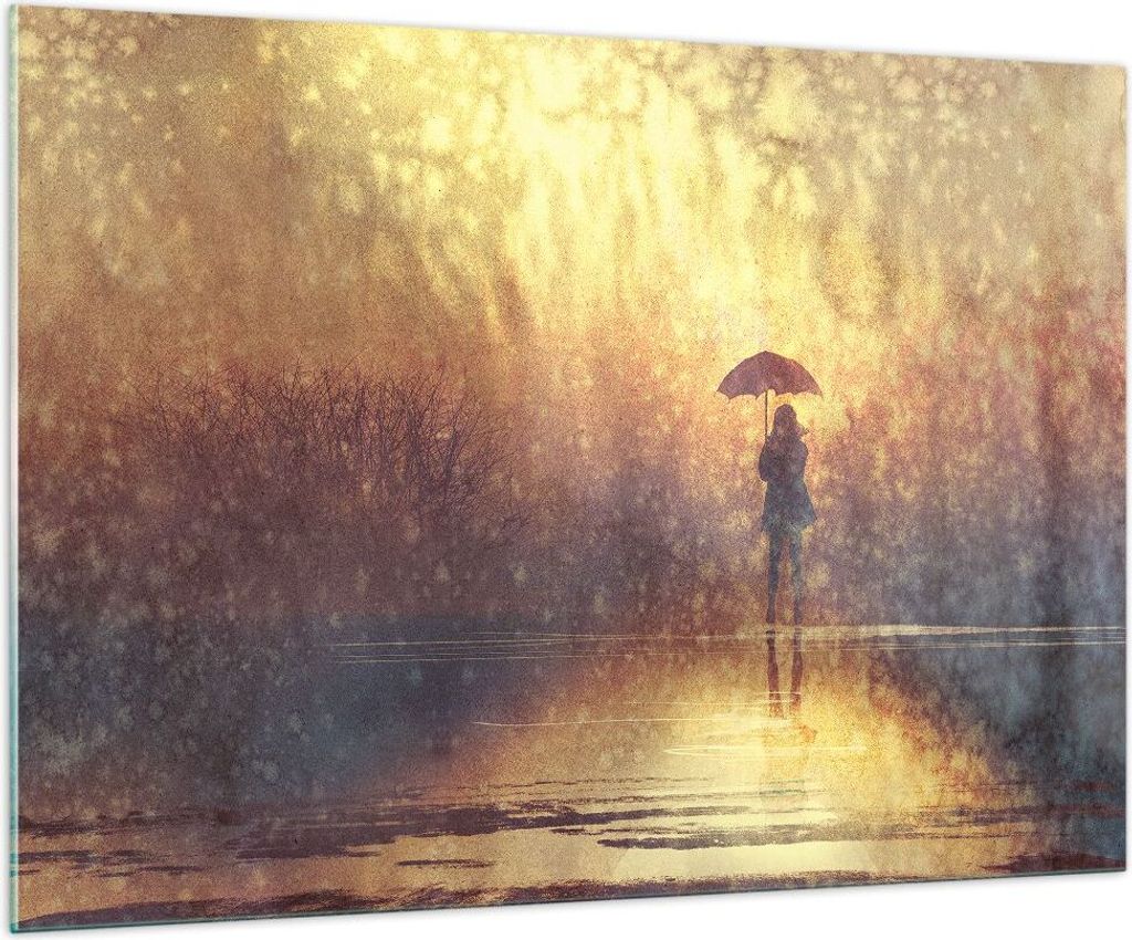 Bilder auf glas - Frau Regen - 100x70cm - Glasbilder - Wandbilder - Bilder - Kunstdruck - zum Aufhängen bereit - Wanddekoration aus Glas - Glas Bi...