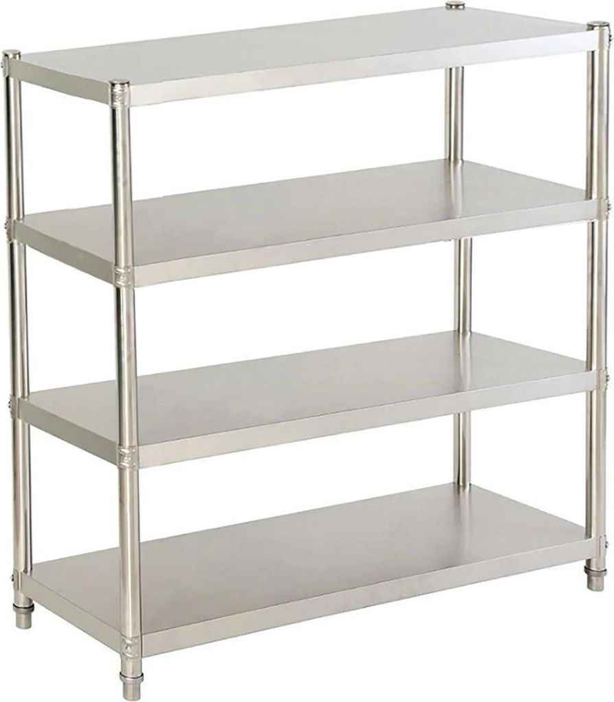 Edelstahl Gastro-Regal - 4-stöckiges Lagerregal - Edelstahl 201 - 120x40x150 cm - Traglast 50 kg - Silber