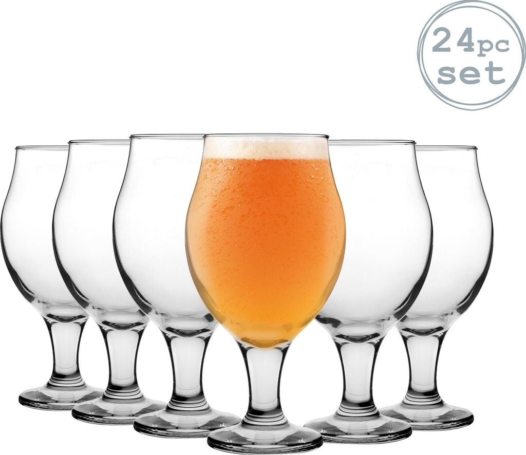 LAV 24 Stück Angelina Klassische Tulip Bierglas Set - Große Schüssel geformt Craft Beer Ale Glasses - Clear - 570ml