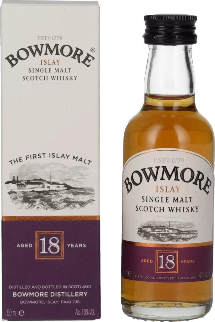 Bowmore 18 Years Old Islay Single Malt 43% Vol. 0,05l in Produktbild 