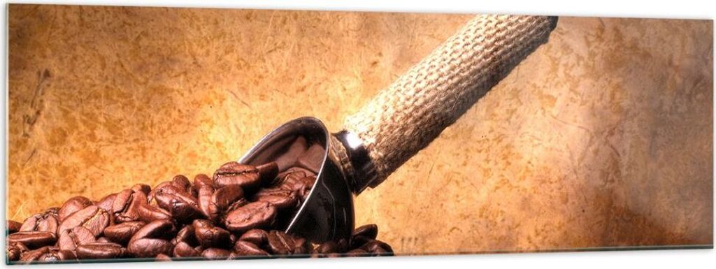 Bilder auf glas - Kaffee Getreide geröstet - 160x50cm - Glasbilder - Wandbilder - Kunstdruck - zum Aufhängen bereit - Wanddekoration aus Glas - G...