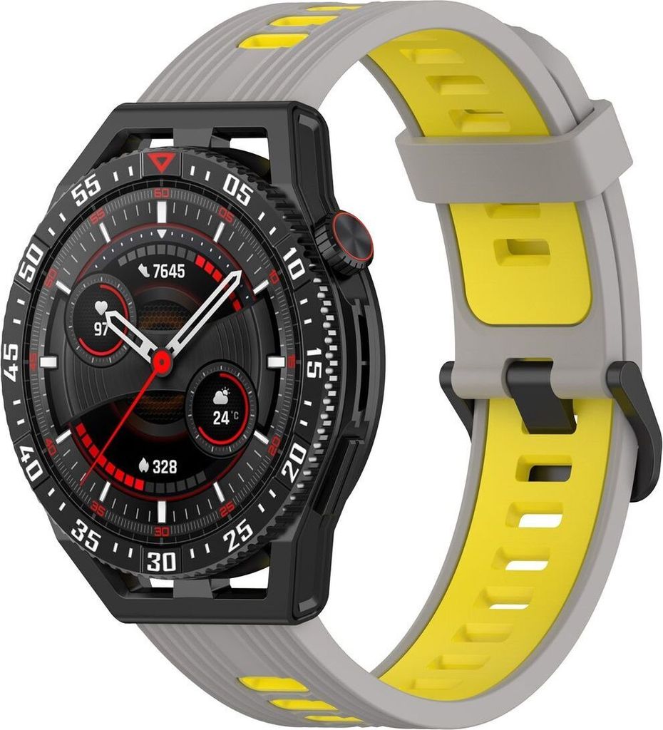 Smartwatch Armband Armbänder 22 mm für Samsung Galaxy LG Watch Honor Garmin, Farbe:Grau / Gelb