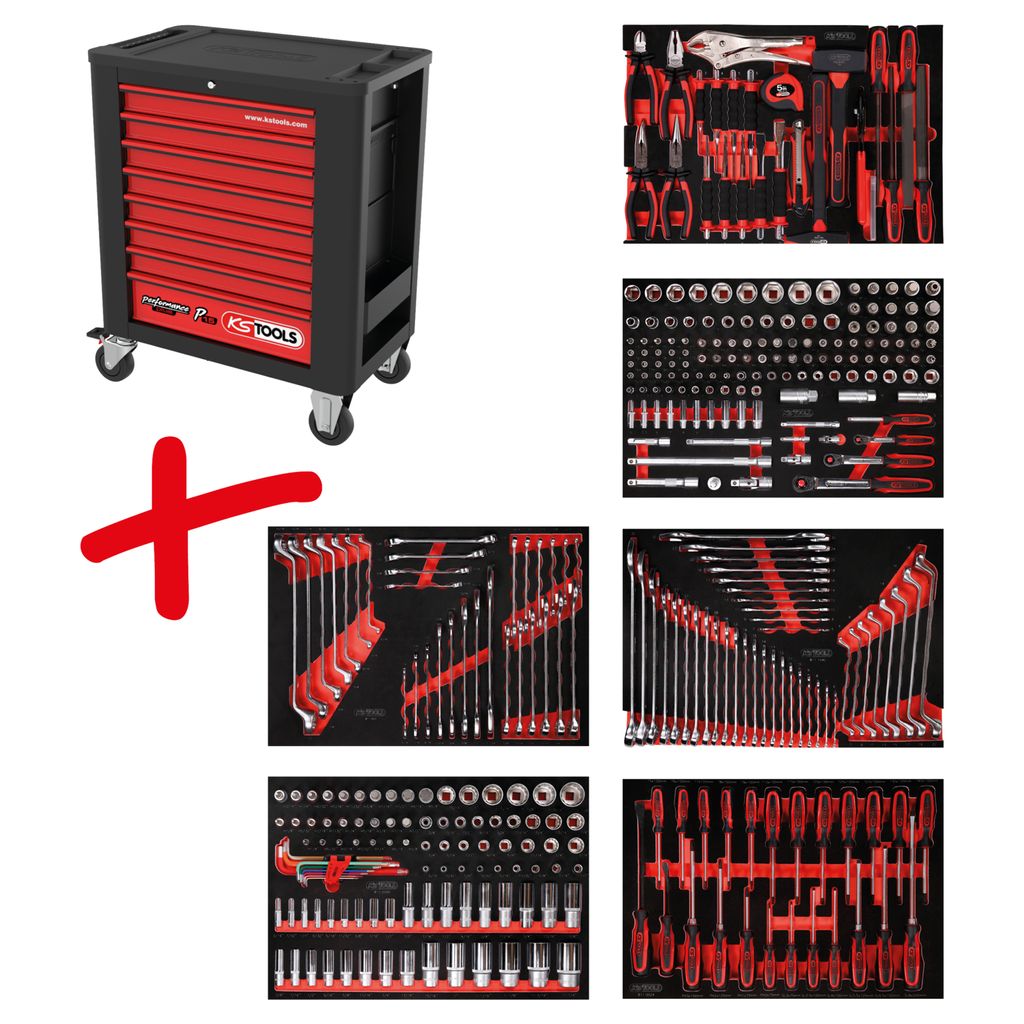 KS Tools Performanceplus Werkstattwagen-Satz P15 mit 366 Werkzeugen, 815.6366