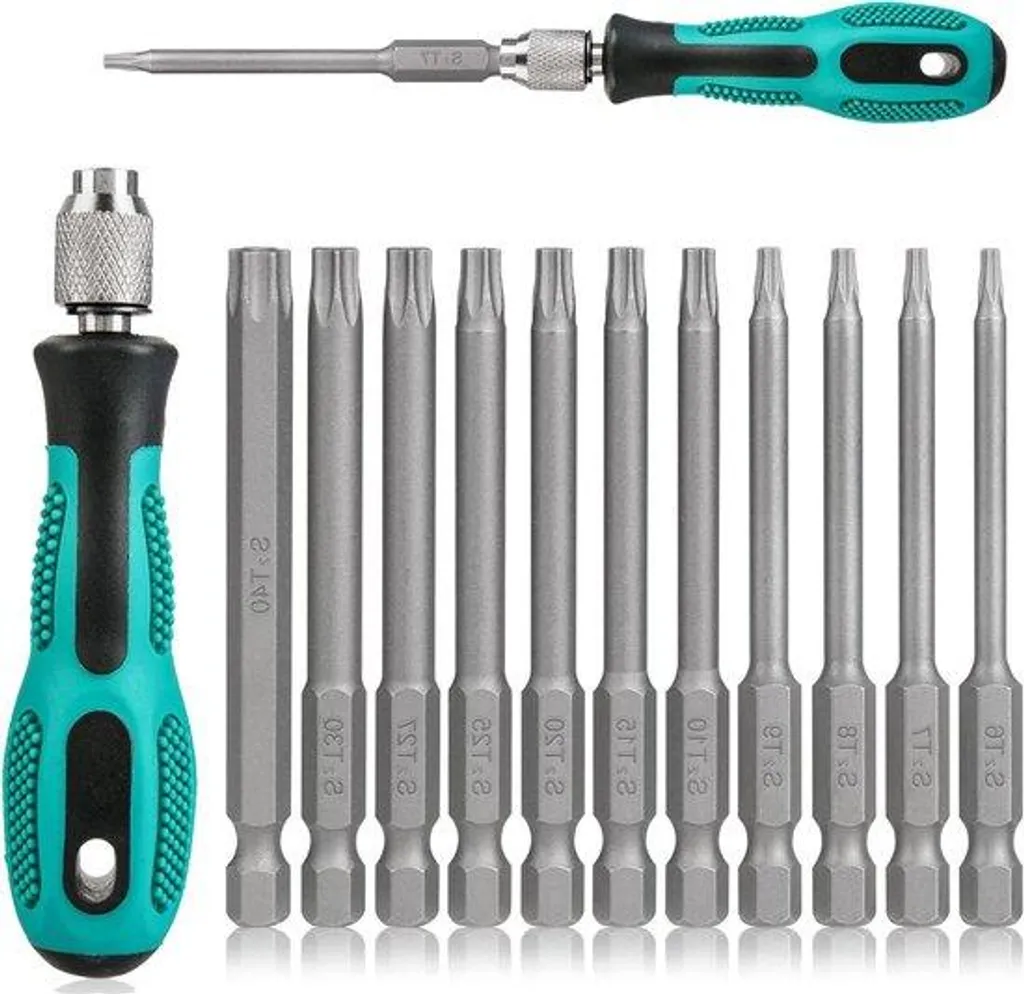 Kit 12 embouts de vissage Torx T6-T40 haute durabilité en acier S2 dur