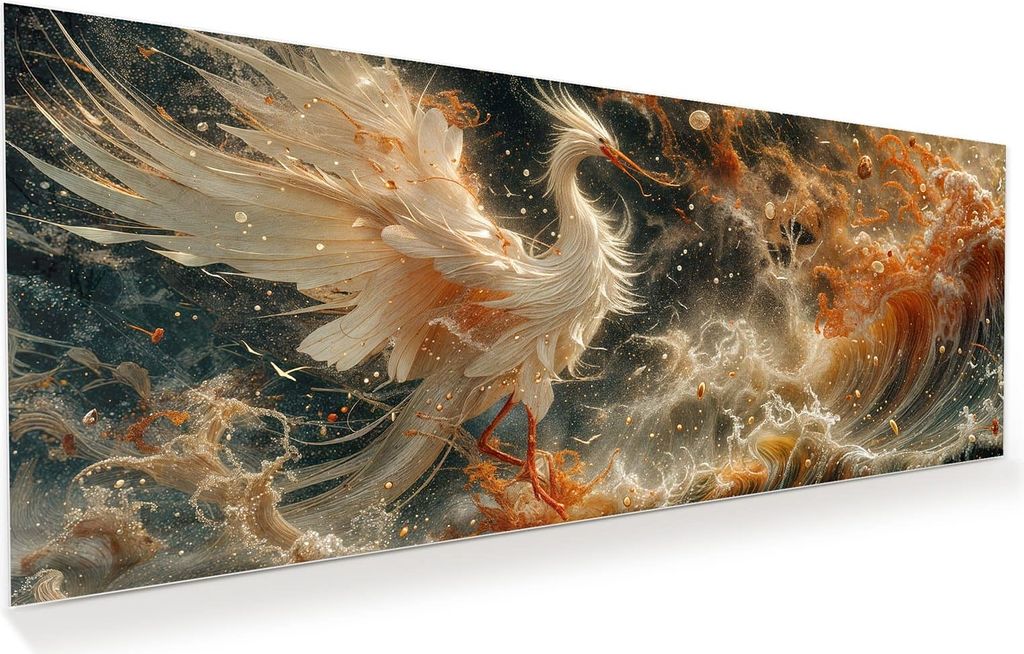 Glasbild 150x60cm in XXL für Wohnzimmer, Schlafzimmer Motiv Eleganter Vogel
