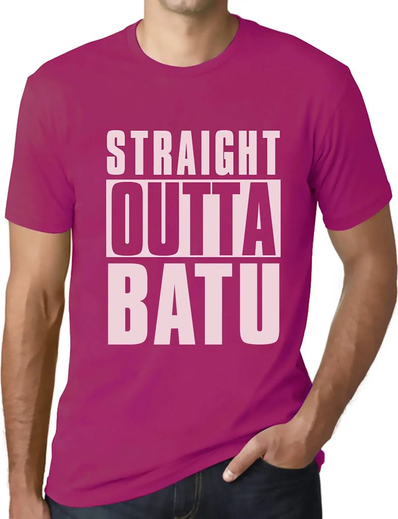Herren Grafik T-Shirt Straight Outta Batu Öko-Verantwortlich Vintage Jahrgang Kurzarm Lustige Druck Geburtstag Geschenk Mann