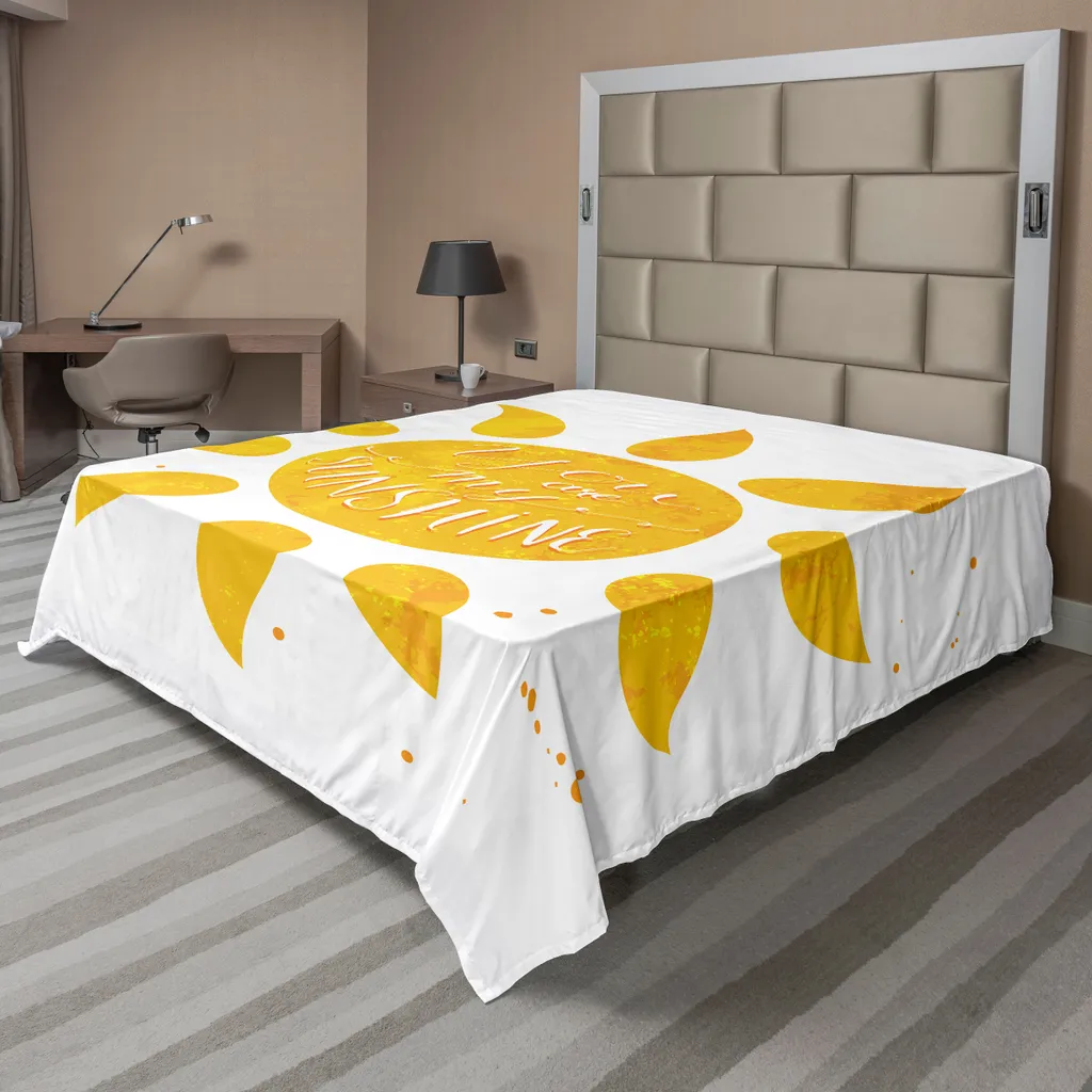 Drap plat décoratif Sunshine en tissu doux jaune et blanc - 266x260 cm