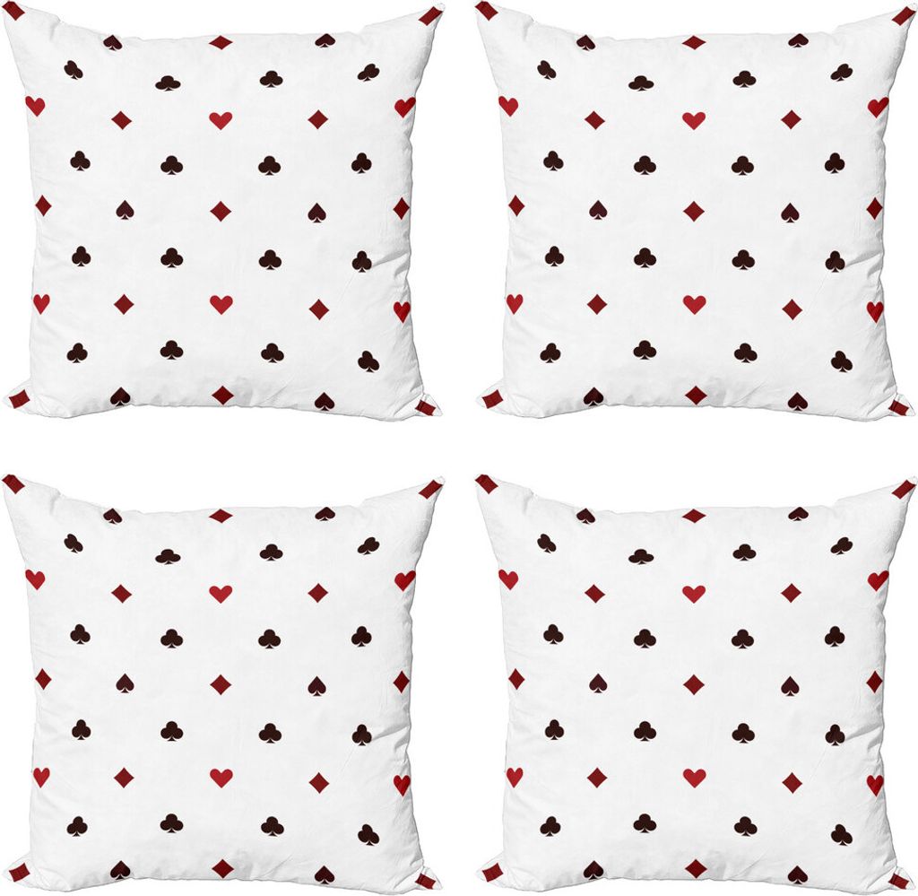 ABAKUHAUS Kasino Kissenbezug Set (4 Stück), Glücksspiel-Club Minimalist, Moderner Doppelseitiger Digitaldruck, 60 cm x 60 cm, Red Rubin Maroon