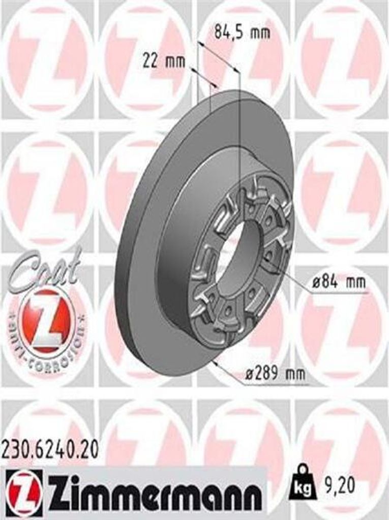 2x ZIMMERMANN Bremsscheibe 230.6240.20 für IVECO DAILY IV Kasten/Kombi 84mm
