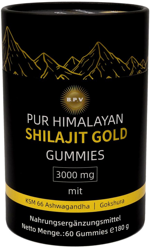BPV Pure Himalayan Shilajit Gold Gummies 3000 mg – mit Ashwagandha, Ingwer, Tribulus, und Ginseng