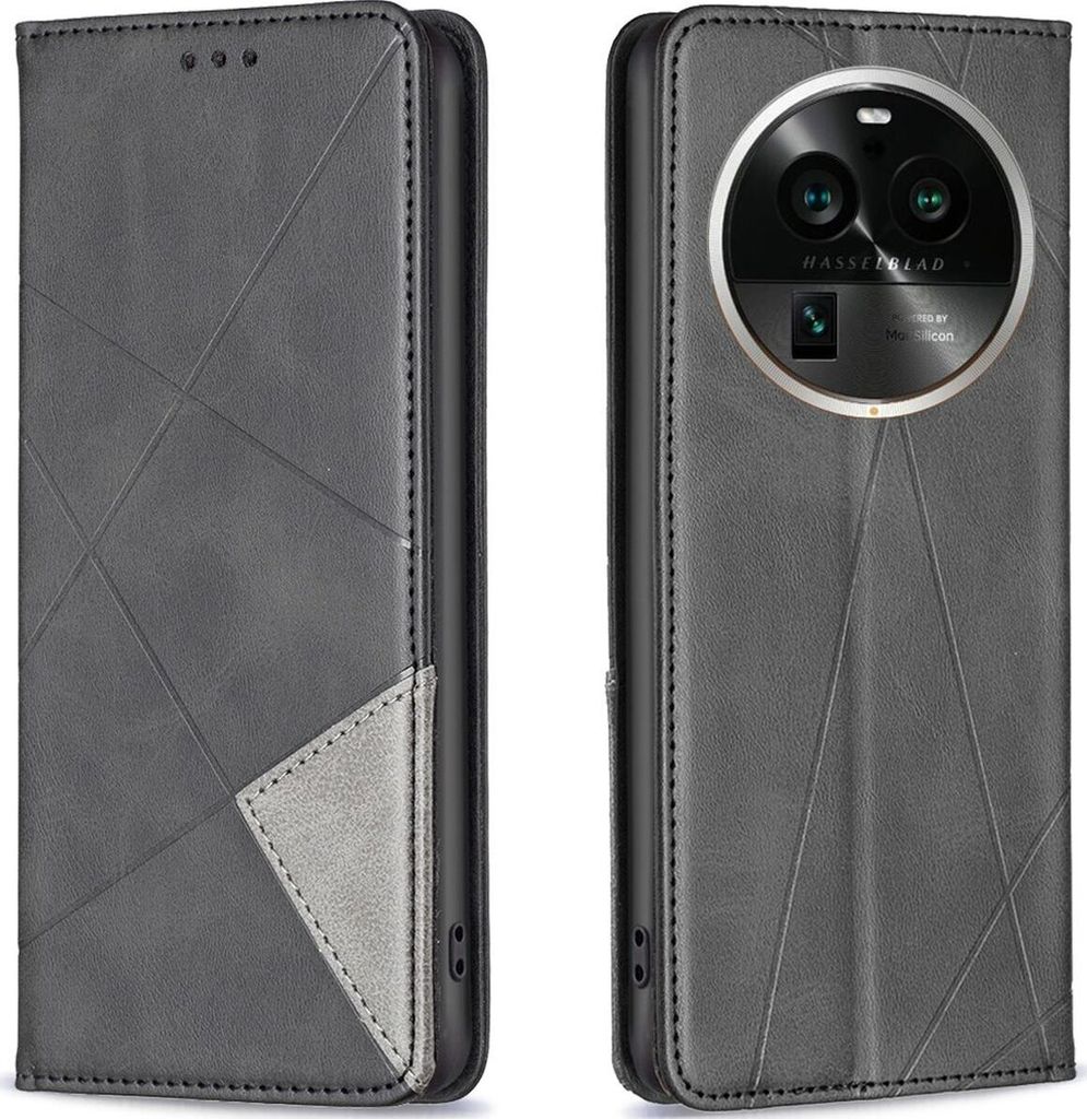 Mobigear Rhombus Slim OPPO Find X6 Pro Hülle Klapphülle - Schwarz