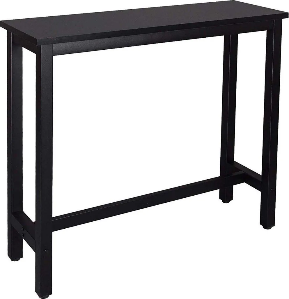 Table haute mange-debout rectangulaire industrielle noire 120 cm