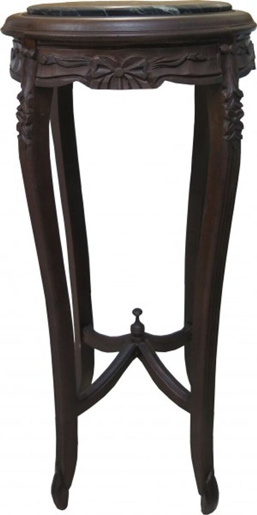 Casa Padrino Barock XL Beistelltisch mit Marmorplatte Rund Braun/Schwarz 91 x 41 cm Antik Stil