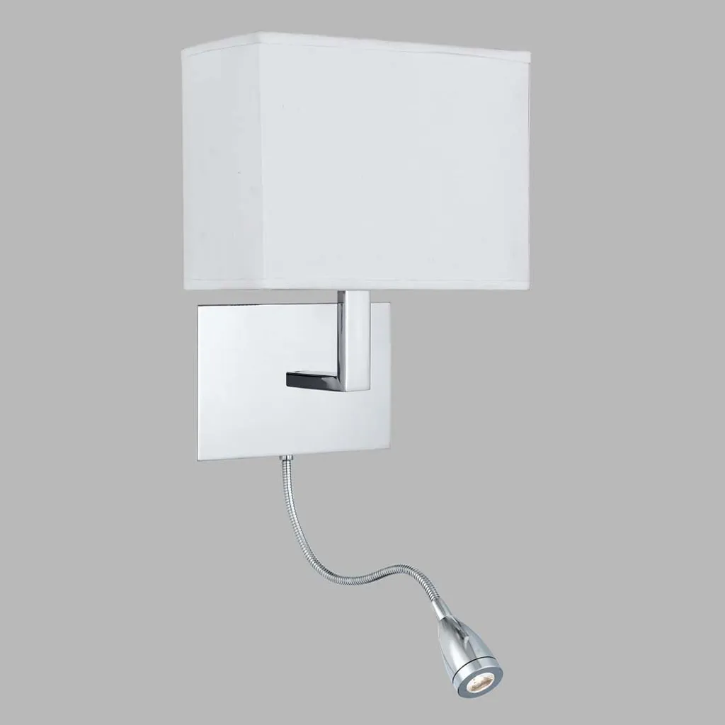 Applique de lecture murale WALL chrome flexible pour éclairage ciblé blanc
