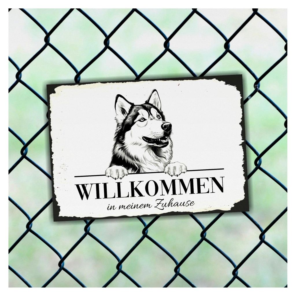 Hundeschild Willkommen Zuhause Husky Siberian Motiv 2