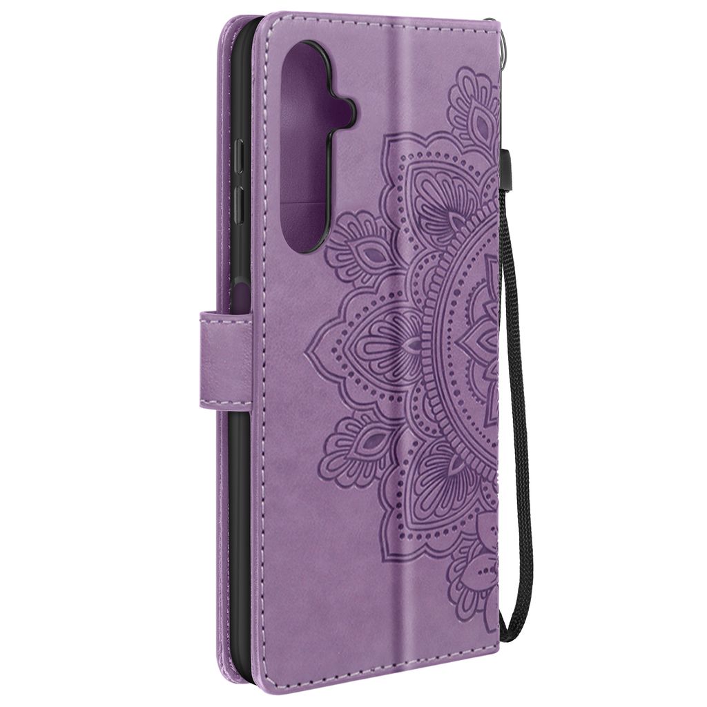 Avizar, Samsung Galaxy A25 5G Mandala Wallet Cover Handschlaufe, Violett