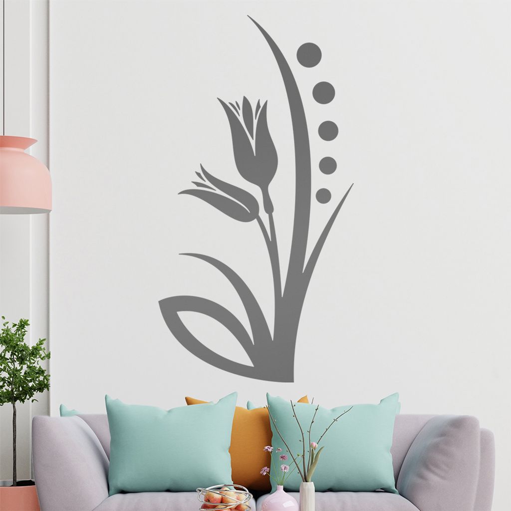 Blume - Linien Punkte Wandtattoo in 6 Größen - Wandaufkleber Wall Sticker - Dekoration, Küche, Wohnzimmer, Schlafzimmer, Badezimmer