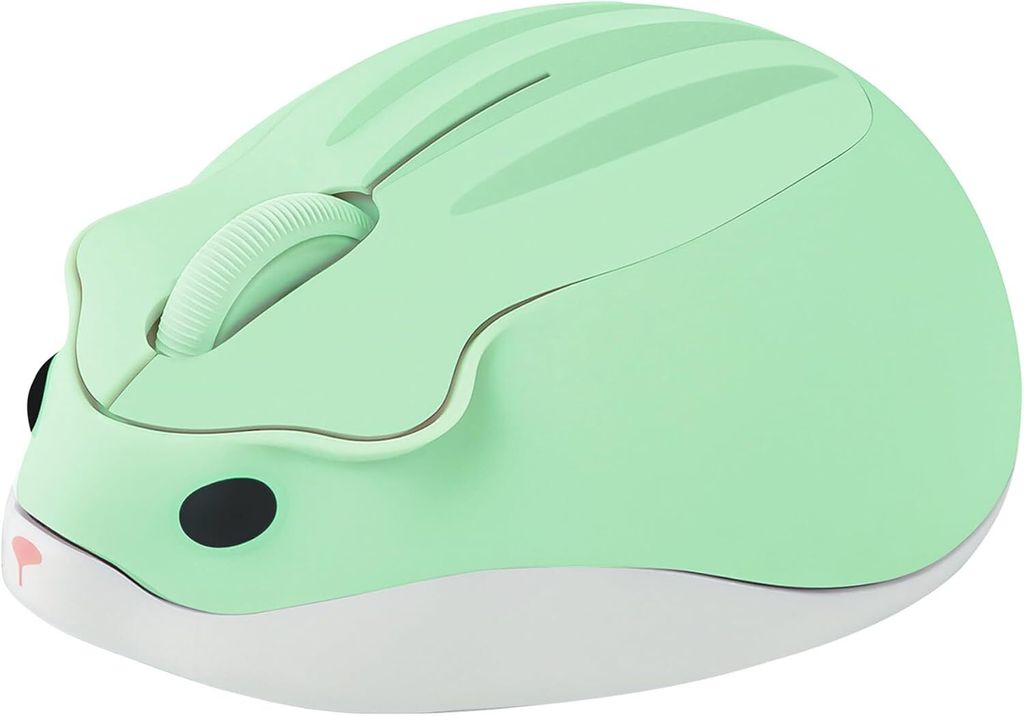 Kabellose Maus Cute Cartoon Hamster Shape Mouse Portable Travel 2.4GHz 1200DPI Optical Cordless Mouse mit USB-Empfänger Compact Silent Mäuse (Grün)