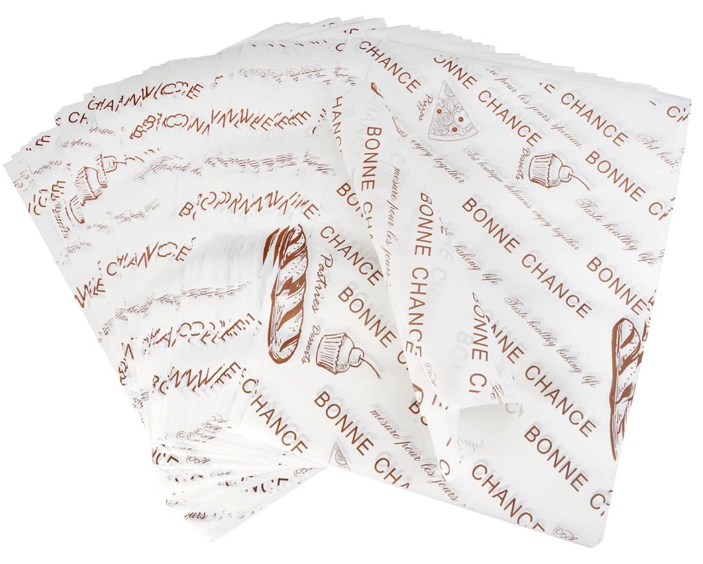 100 Blatt Feinkostpapier, Käsepapier 38 x 28 cm, fettdichtes Papier, Wachspapier, lebensmittelechtes Papier, Brotpapier, Sandwichpapier, lebensmit...