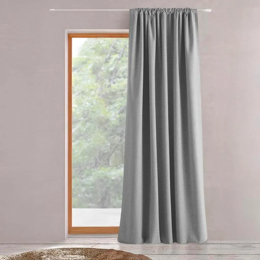 Voilage opaque à galon fronceur 140x280cm coloris Gris Acier TEIDOR
