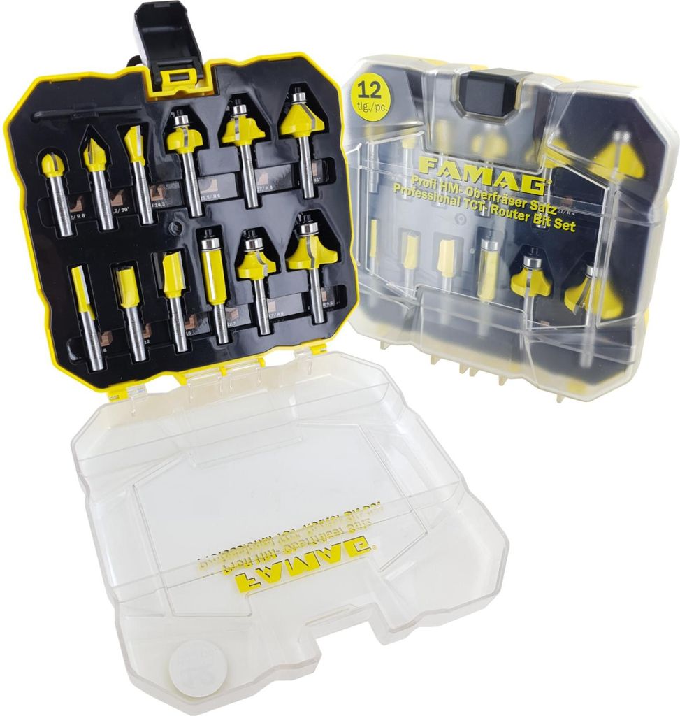 Famag HM-Oberfräser-Satz Classic-Line 6+6 tlg. Fräser-Set Metallbox Abrundfräser