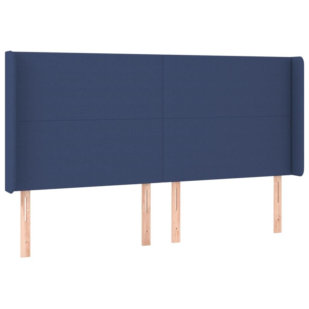 vidaXL Kopfteil mit Ohren Blau 203x16x118/128 cm Stoff