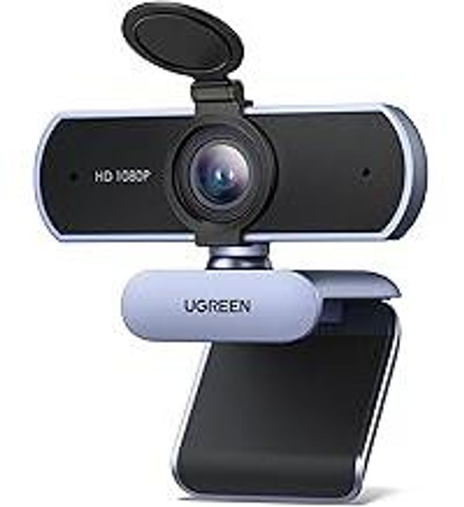 UGREEN Webcam Full HD 1080P/30fps USB A Webcam mit Mikrofon für PC, klares Stereo-Audio, automatische Lichtkorrektur, 90° Ansicht, USB Webcam fü...