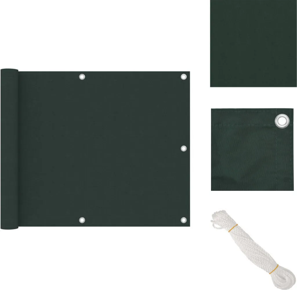 vidaXL Schermo privacy per balcone verde scuro 75x500 cm Tessuto Oxford - Ombrelloni e tende da sole