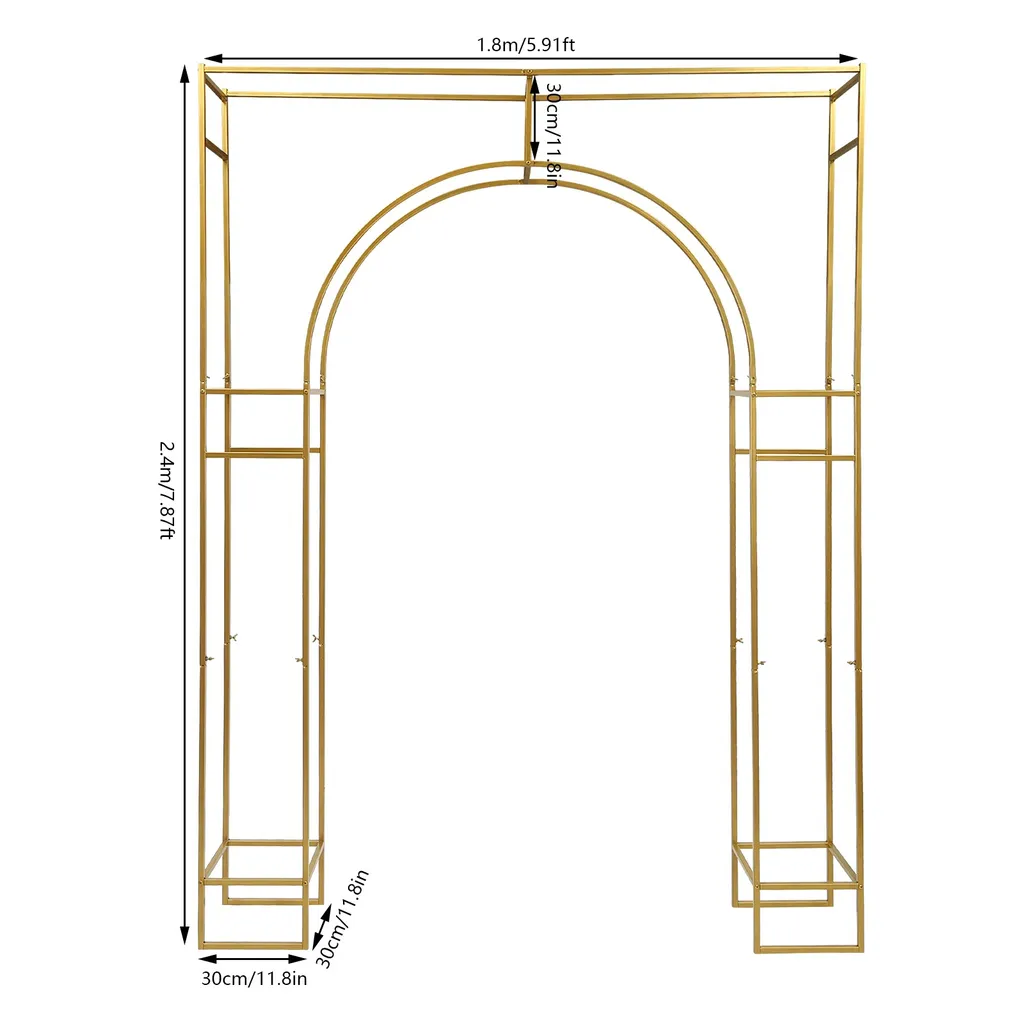 Arche de Jardin pour Mariage et Fond Photo Doré 2,50m Haute Qualité
