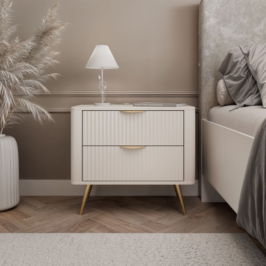 Nachttisch SCARLETT 2S Beige  mit Schubladen Produktbild 