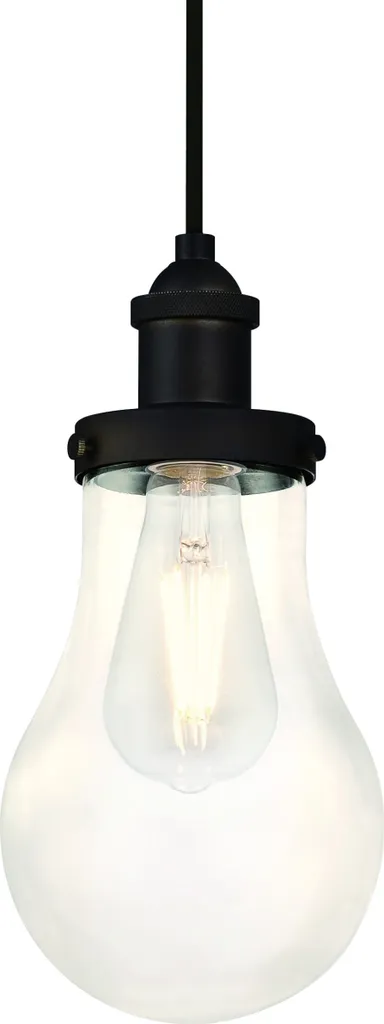 Lustre Suspension Vintage en Bronze Huilé et Globe Verre Transparent